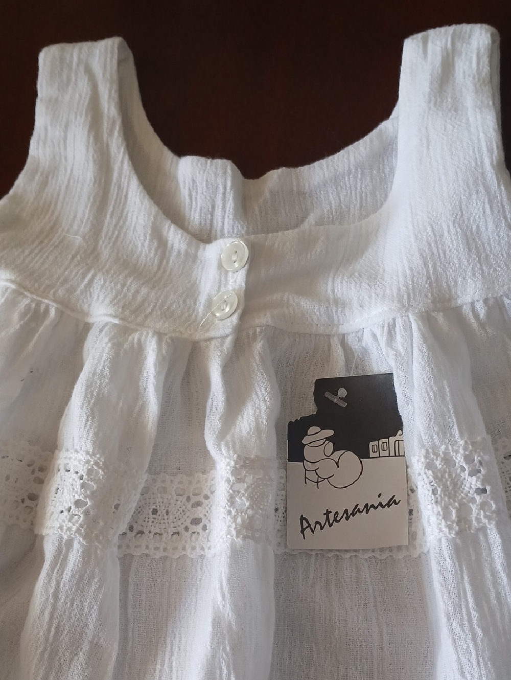 White Cotton Artesania Baby Dress - Picture 4 of 7